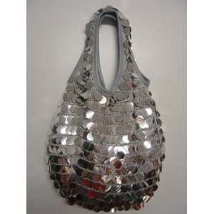  Celebrity Style Sequined Hobo Bag Purse   Silver 