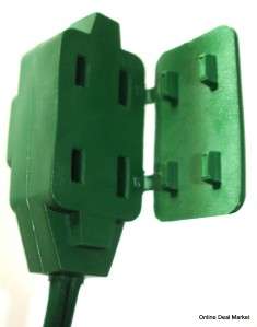 20 GREEN Extension POWER Cord 2 Prong 3 Outlet LONG  