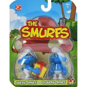   Smurfs Jokey Smurf and Grouchy Smurf 2.5 Inch Figures Toys & Games