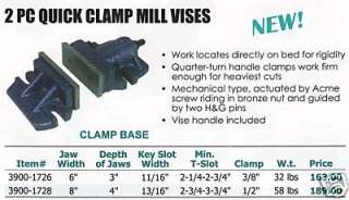 NEW 2 PC Quick Clamp Mill Vise 8 Jaw Width  