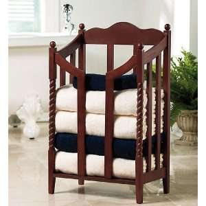  Cherry Spindled Wood Towel Rack Stacker