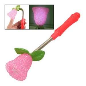  Plastic Green Leaves Pink Flower Shaped LED Light Flashing Stick 