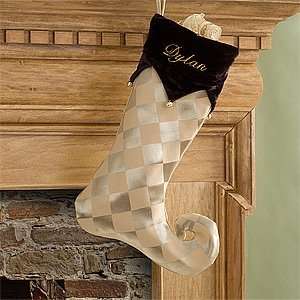   Christmas Stocking   Gold Harlequin Holiday: Home & Kitchen
