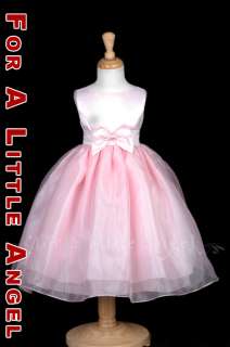 PINK SATIN ORGANZA FLOWER GIRL DRESS 2 4 6 8 10  