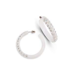    Rainbow Swarovski Crystal White Hoop Acrylic Earrings Jewelry