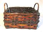Dark Colored Square Wicker Basket With Handles Holiday Crafts