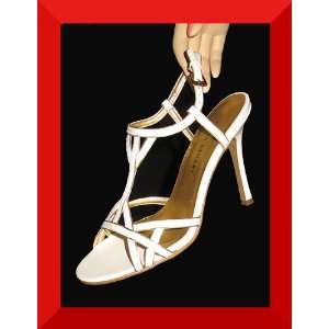   Secret $59 White & Gold Stiletto Sandals 6.5 