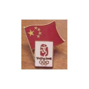    2008 BEIJING OLYMPIC PINS CHINESE FLAG WITH LOGO