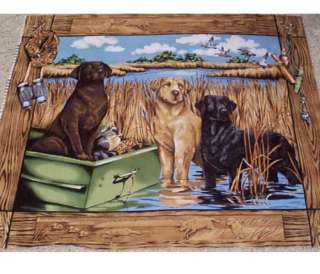 Hunting Dogs Labs Wildlife Wallhang Quilt Panel Fabric  