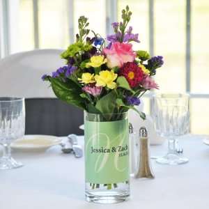    Elegance Personalized Glass Wedding Reception Vase