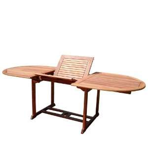  VIFAH Outdoor Wood Oval Extention Table with Foldable 